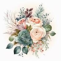 Watercolor wedding bouquet. Illustration photo