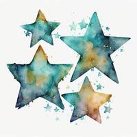 Watercolor colorful stars. Illustration photo