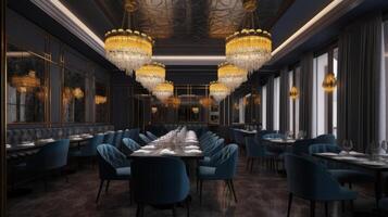 Luxury Restaurant Interior. Illustration photo