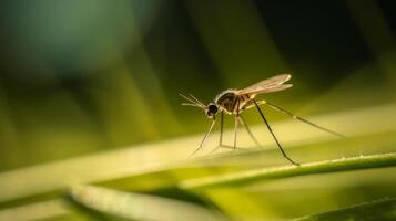 Mosquito on green natural background. Illustration photo
