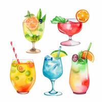 Watercolor summer cocktail. Illustration photo