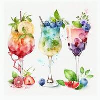 Watercolor summer cocktail. Illustration photo