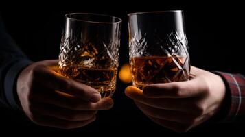 People's hands are minted with glasses of whiskey Illustration photo