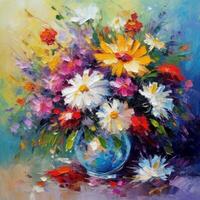 Impressionist painting flower bouquet. Illustration photo