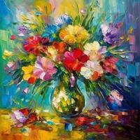 Impressionist painting flower bouquet. Illustration photo