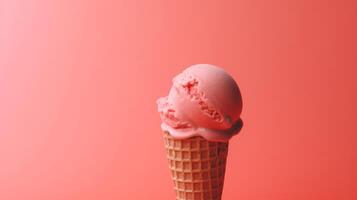 Ice cream on minimalist background. Illustration AI Generative photo