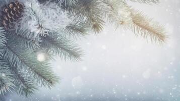 invierno Navidad antecedentes con abeto y nieve. ilustración ai generativo foto