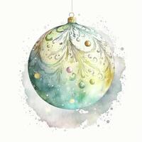 Watercolor Christmas ball decoration. Illustration photo