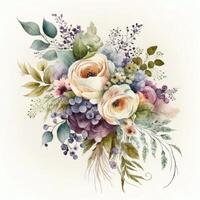 Watercolor wedding bouquet. Illustration photo