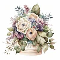 Watercolor wedding bouquet. Illustration photo