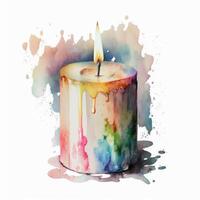 Watercolor candle. Illustration photo