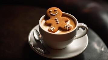 Gingerbread cookie with cappuccino. Illustration photo