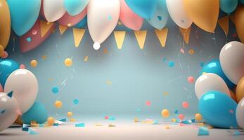 Happy Birthday Background with Balloons. Illustration photo