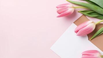 Pink tulips background. Illustration photo