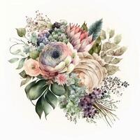 Watercolor wedding bouquet. Illustration photo