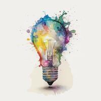 Watercolor light bulb. Illustration photo