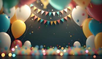cumpleaños antecedentes con globos ilustración ai generativo foto