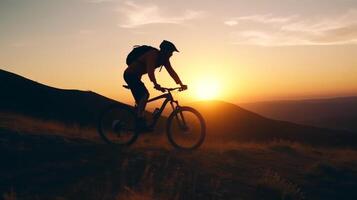 Bicycle and sunset landscapes Illustration photo