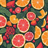 ilustración de de moda y vistoso de verano con jugoso frutas ai generado foto