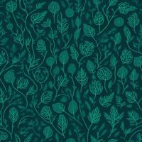 green background with a pattern of leaves and flowers photo