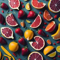 illustration of trendy and colourful of summer with juicy fruits photo