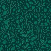 green background with a pattern of leaves and flowers photo
