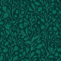 green background with a pattern of leaves and flowers photo