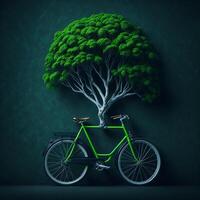 mundo bicicleta día eco verde transporte concepto ai generado foto