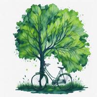 watercolor world bicycle day eco green transport concept photo