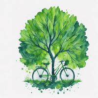 watercolor world bicycle day eco green transport concept photo