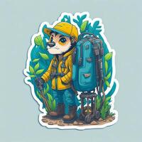 sticker adorable traveler with world environment day photo