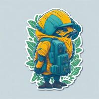 sticker adorable traveler with world environment day  AI Generated photo