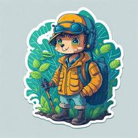 sticker adorable traveler with world environment day photo