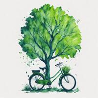 watercolor world bicycle day eco green transport concept photo