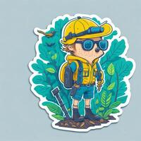 sticker adorable traveler with world environment day photo