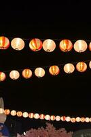 bright light Japanese lamp in the festival at night with dark dusk sky background photo