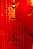 red Chinese lantern decoration room background with hearts shape curtain photo