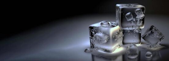 Close-up crystals of transparent ice cube isolated on white background. . photo