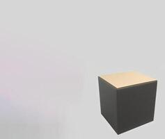 Empty podium pedestal black and white plastic cube for product presentation. . photo