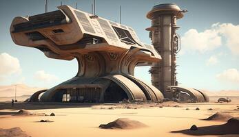 Future space port, futuristic abstract technology concept. . photo