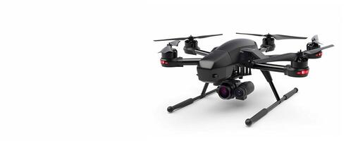 Wireless drone with remote control on a white background. . photo