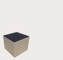 Empty podium pedestal black and white plastic cube for product presentation. . photo