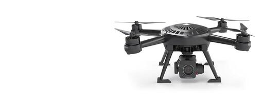 Wireless drone with remote control on a white background. . photo