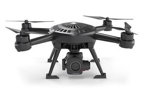 Wireless drone with remote control on a white background. . photo