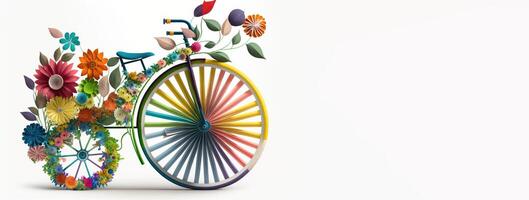 World Bicycle Day concept in colors on white background, isolate. . photo