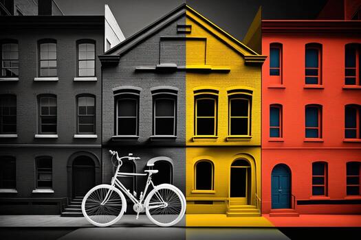 World Bicycle Day concept in graphic design in dark colors. . photo