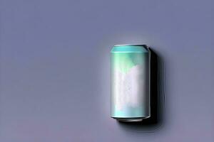 Shiny Beverage Can Template on colored Background photo