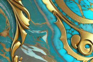 aqua and golden color wavey style art photo