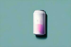 Shiny Beverage Can Template on colored Background photo