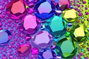 Shiny and Vibrant Crystals in Abstract Shapes and Patterns photo